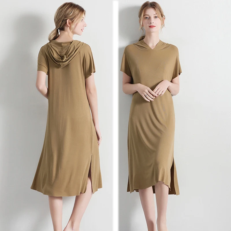 Elifashion Новинка летнее женское однотонное платье домашняя одежда пижамы и уличные