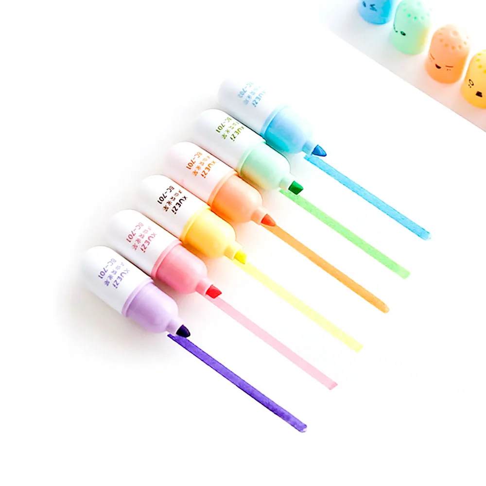 

Capsule Fluorescent Pen, 6-colour Cute Kawaii, Marked with Colour Pen Stationery Office School Supplies Office & School Markers