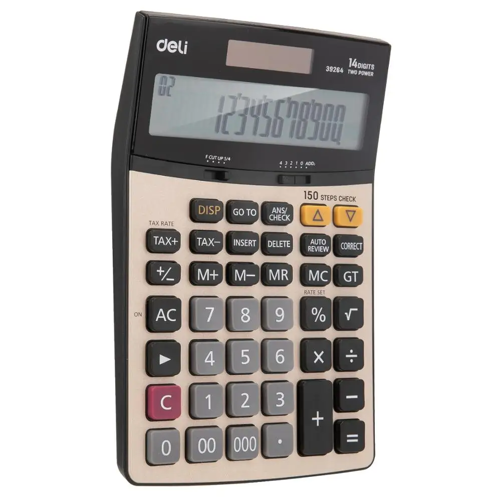 Deli E39264 калькулятор 150 шаговый контрольный налоговый 14 цифр металлическая