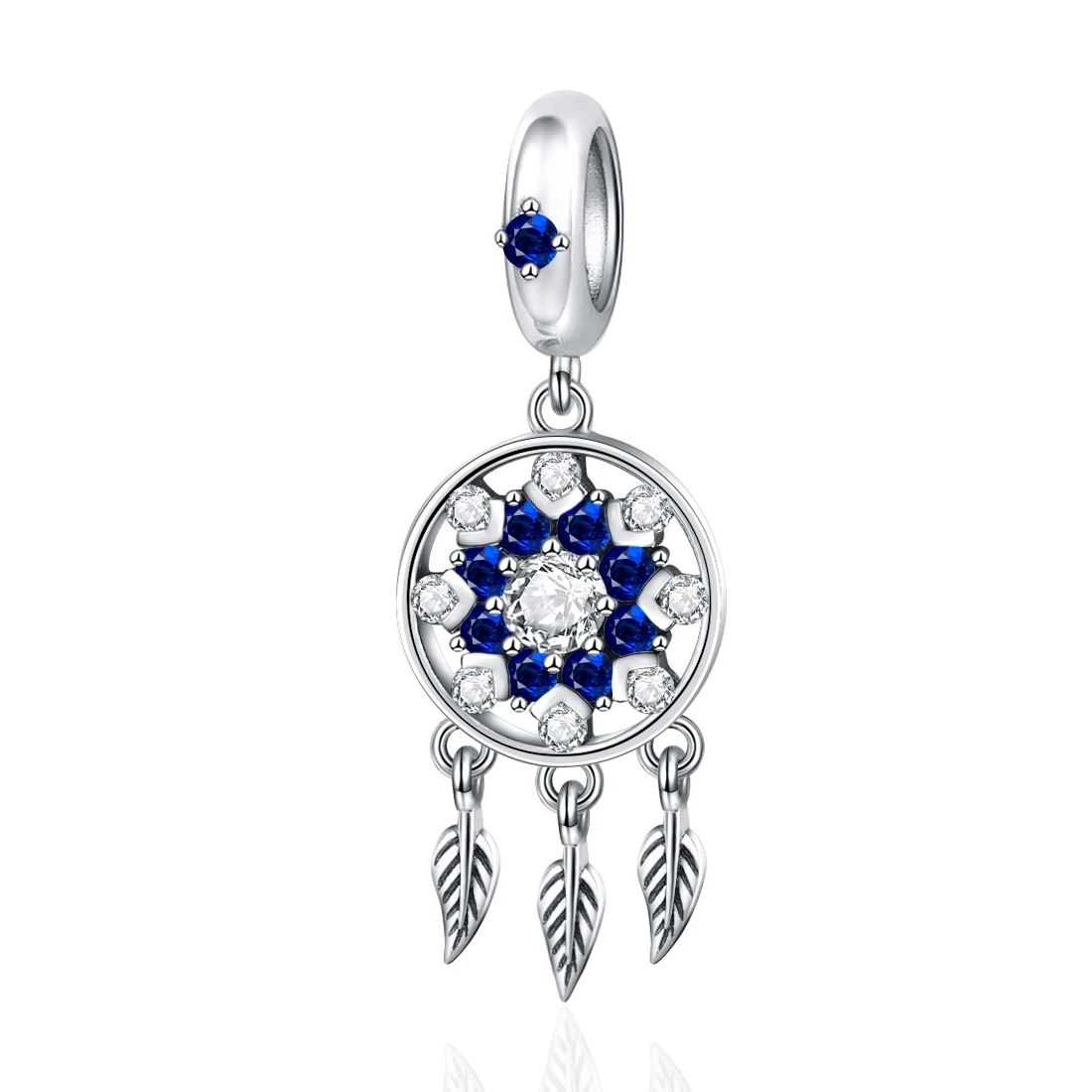 blue Snowflake charm DALARAN, снежинка, перо, Ловец снов, бусина для женщин, Европейский очаровательный браслет, 925 пробы, серебряная подвеска-амулет с кристаллом, ювелирное изделие - Color: blue Snowflake charm