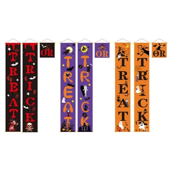 

Merry Christmas Porch Sign Decor Trick Or Treat Halloween Door Banner Christmas Decorations Home Hanging Christmas Pendants New