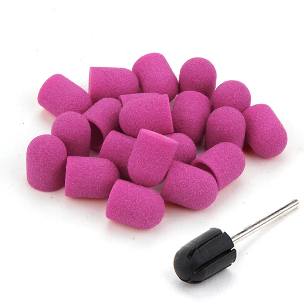 Manicure Tools 20pcs Nail Sanding Caps Rubber Cutter Art Sanding Bands