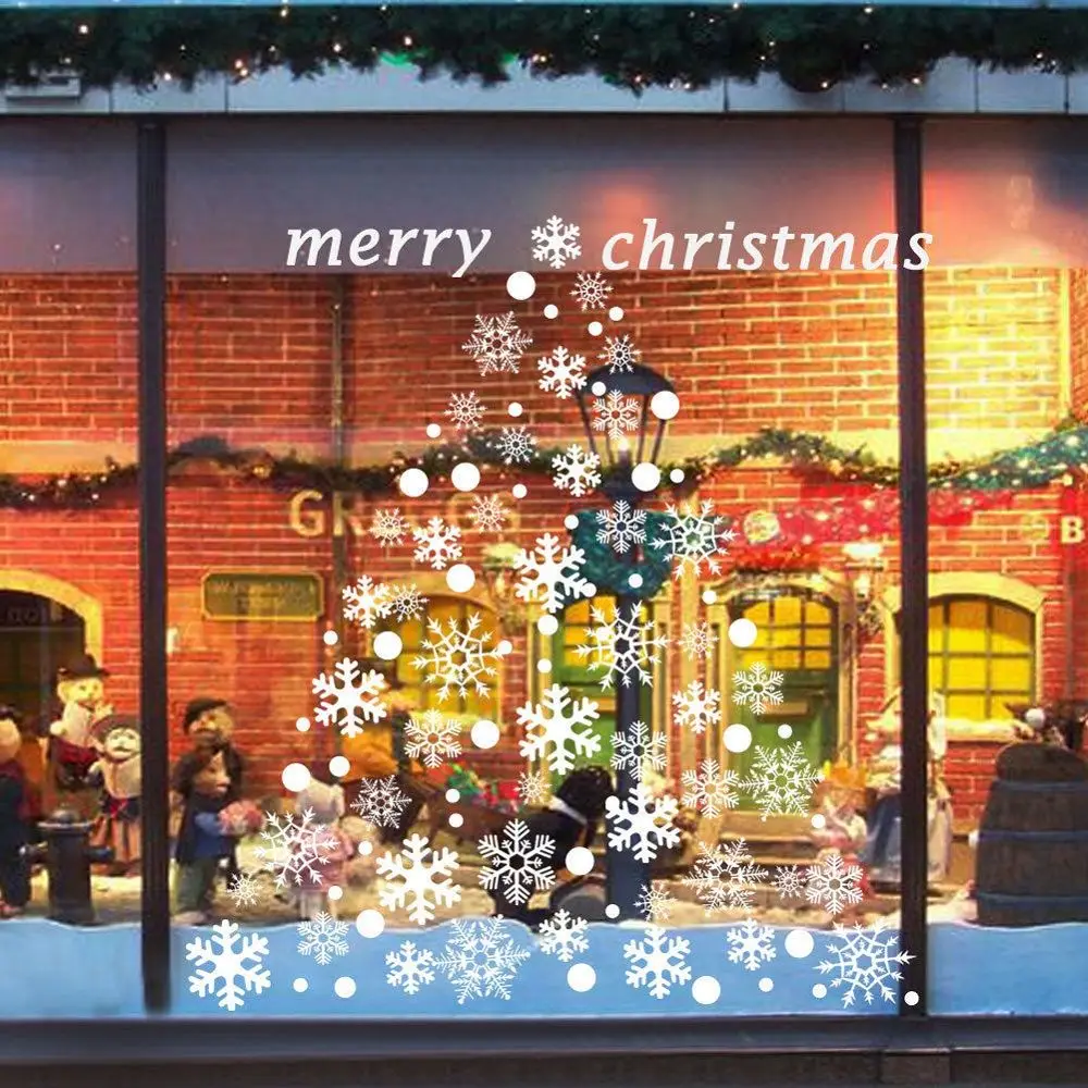 48 шт рождественские наклейки на окна снежинки зимние Наклейки стены Детская