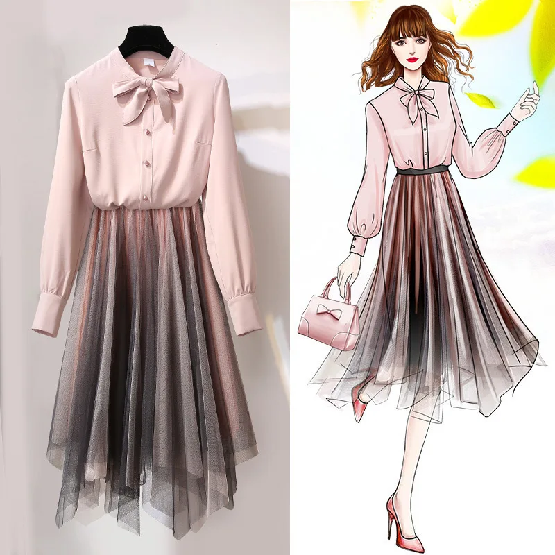 

Western Style Goddess Set 2019 Early Spring Summer Fashion Royal Sister Online Celebrity Elegant Very Fairy of Shirt Skirt Two-P
