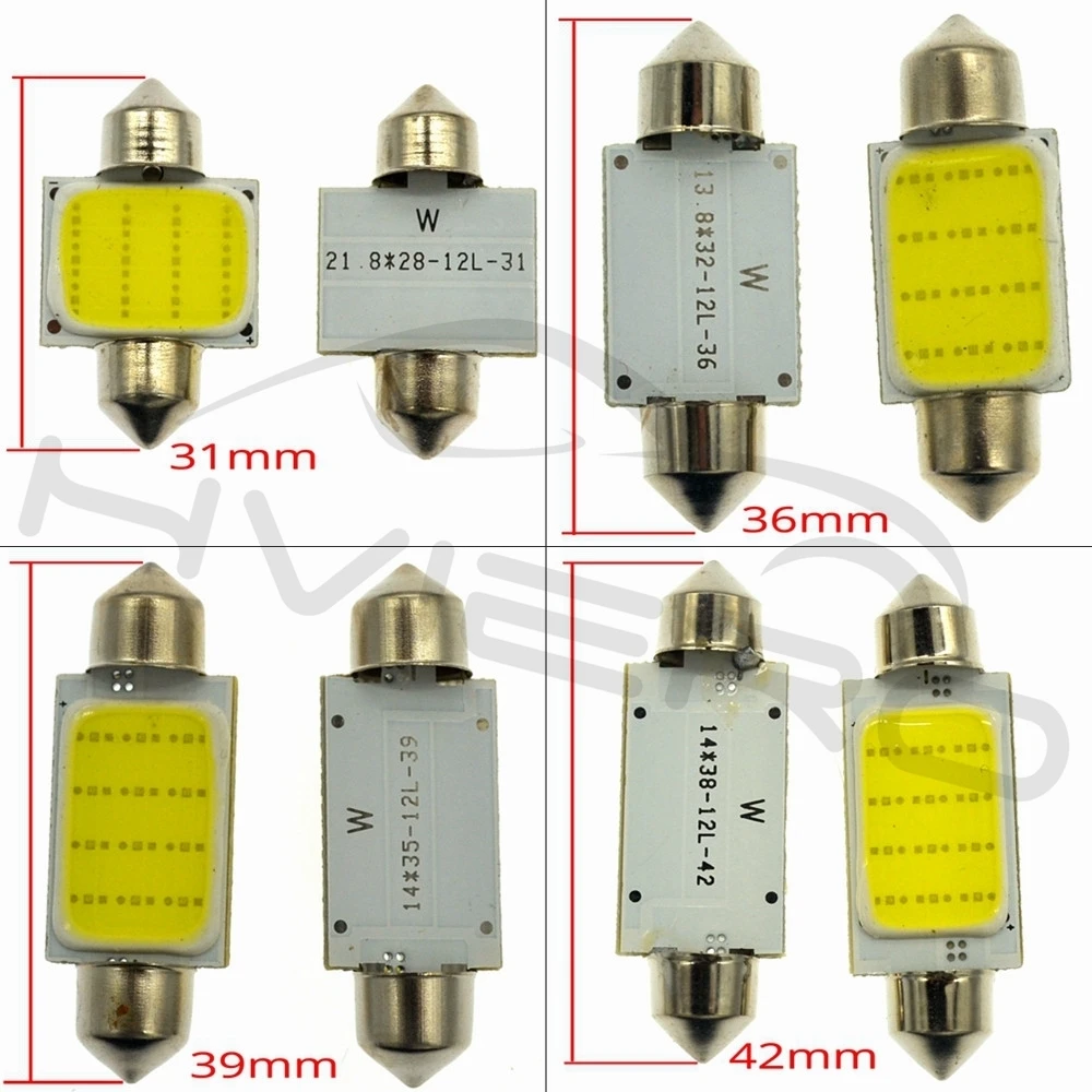 Hviero 12SMD White Cob Festoon Dome Lights Reading Lamp 31mm 36mm 39mm 42mm 3w Car Led  Interior Lights Bulbs Interior DC 12v