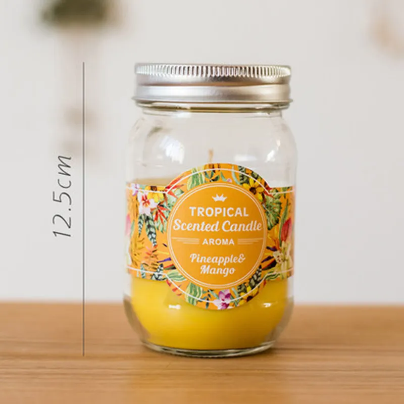 Pineapple Mango Растительная стеклянная масляная свеча аромат романтическая Бездымная свеча чашка кувшин вечерние восковые ароматические свечи на день рождения украшение дома QLB090 - Цвет: Pineapple Mango