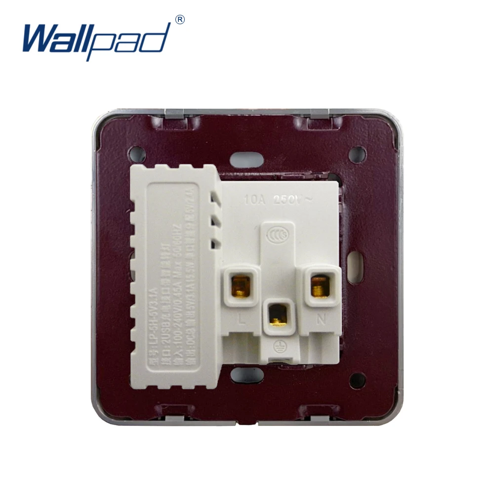 Wallpad 2 USB 5 Pin розетка настенная электрическая Силовая розетка Золотая Панель DC 5V 2.4A