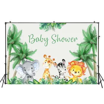 

Jungle Forest Wild Animal Safari Party Newborn Baby Shower 1st Birthday Backdrop Custom Photography Background W-4173