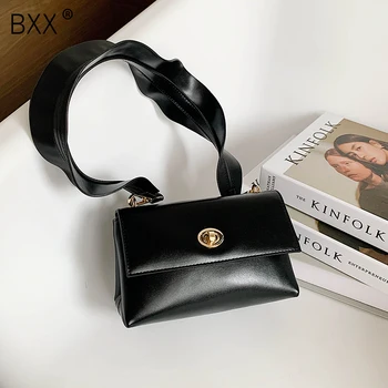 

[BXX] PU Leather Crossbody Bags For Women 2020 Autumn Sweet Solid Color Shoulder Handbags Female Travel Cross Body Bag HN899