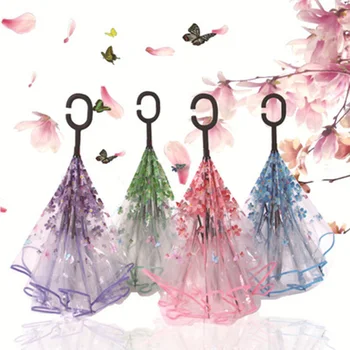 

Double Layer Inverted Umbrella Cars Reverse Umbrella Windproof UV Protecting Big Straight Umbrellas GHS99