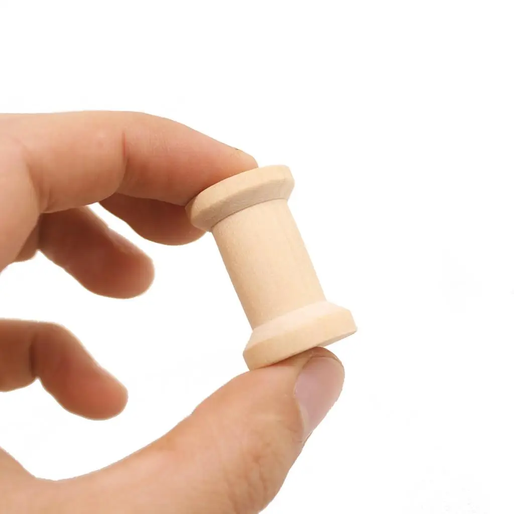 10 Pieces Wooden Spool Unfinished Bobbins Set for Crafts Kids Children Drawing  Toys