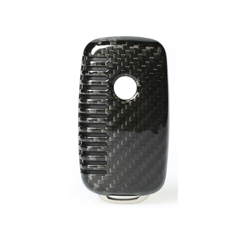 Car Key Cover caseGenuine Carbon fiber Car Smart Key Chain Keychain Holder Keyring Remote Key Fob - Black For VW Tiguan