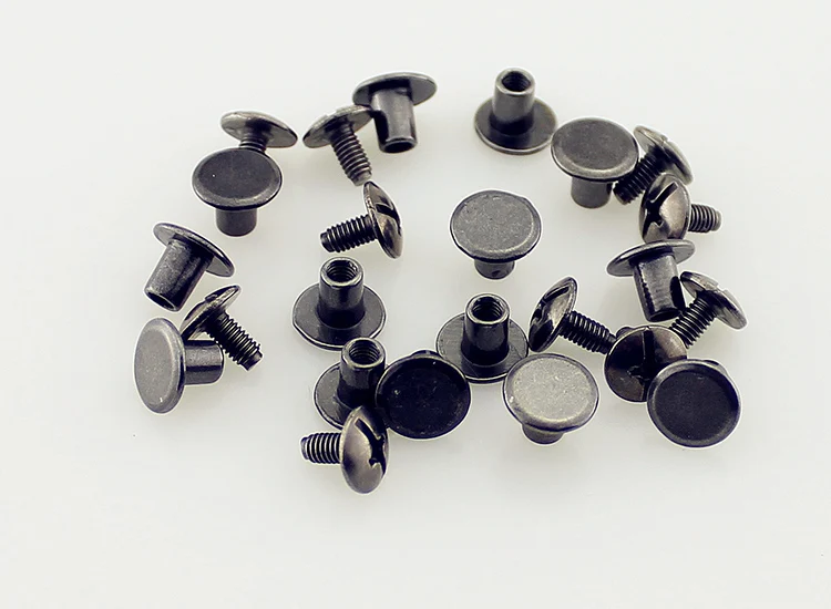 50 Sets 8x6mm(5/16 inch) Round Flat Head Chicago Screw Button Metal Rivets For Leather Craft Spikes And Studs For Clothing