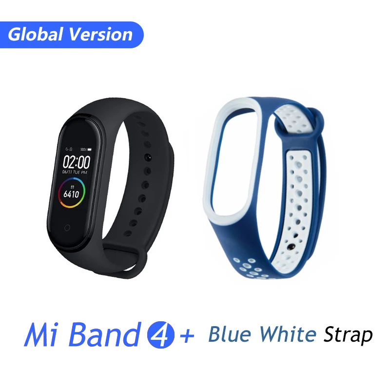 Xiaomi mi-браслет 4 музыкальный смарт-браслет mi Band 4 браслет пульсометр фитнес 135 мАч цветной экран Bluetooth 5,0 браслеты - Цвет: GB Blue White