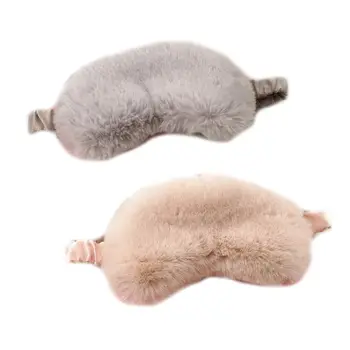

Women Sleeping Eye Mask 3D Cartoon Fluffy Plush Imitation Silk Satin Blindfold