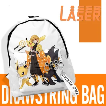 

New 3D Backpacks Oxford Simple White Backpacks Ghost Blade Pokemon Co-branded Backpacks Pokemon Cute Pack Stray Kids Bookbag