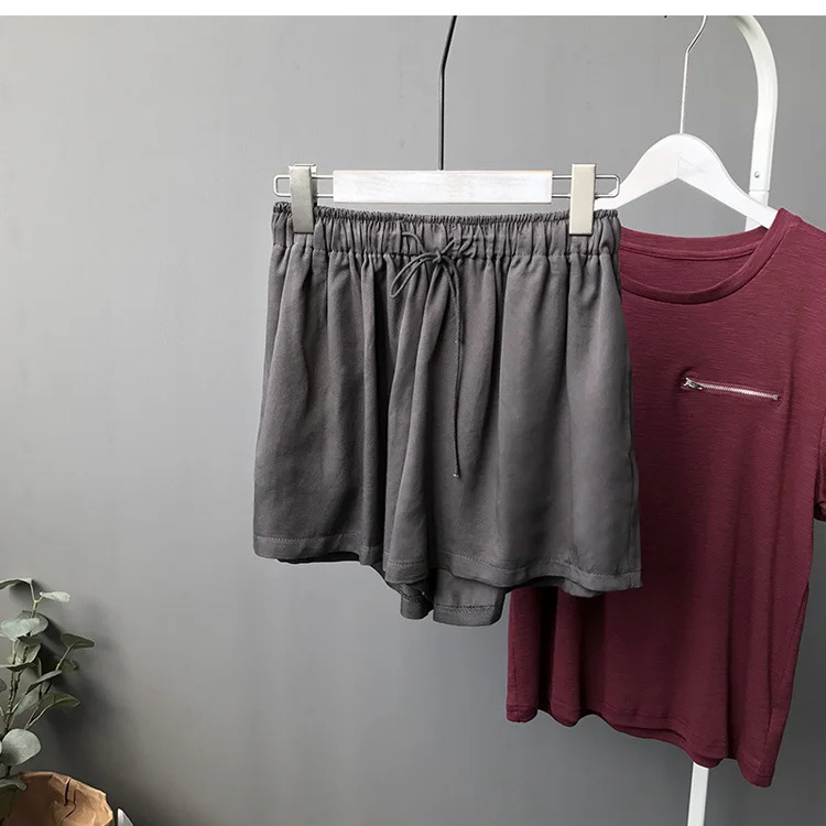 Summer Women White Highwaist Satin Shorts High Waist Fitness Black Vintage Hotpant Elastic Ladies Short Pant Bottom DC524