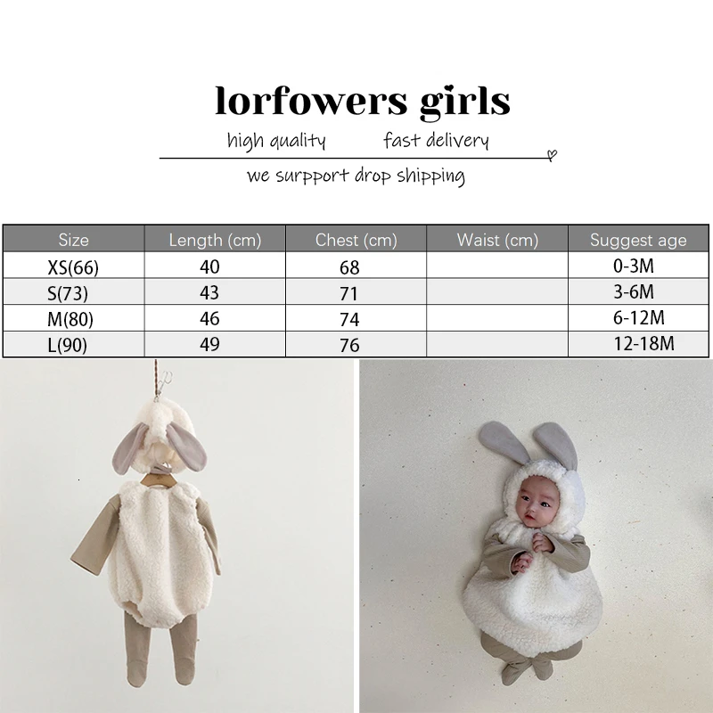 Children Boy Girl Clothes Outfits Lamb Hair Plus Velvet Thicken Jumpsuit Toddler Baby Romper Lamb Climbing Infant Suit Send Hat