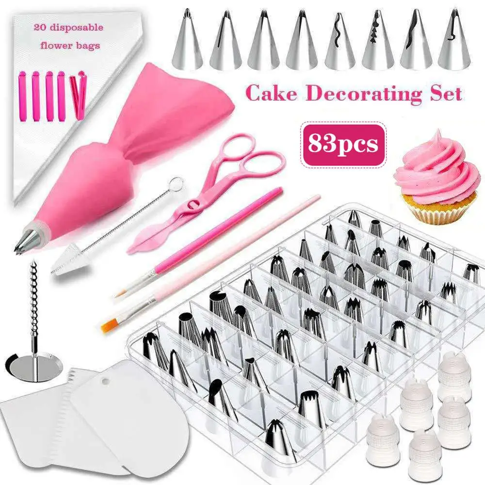 

83Pcs/Set Pastry Nozzles/Converter Pastry Bag Confectionery Nozzle Stainless Cream Baking Tools Decorating Tip Sets Tools