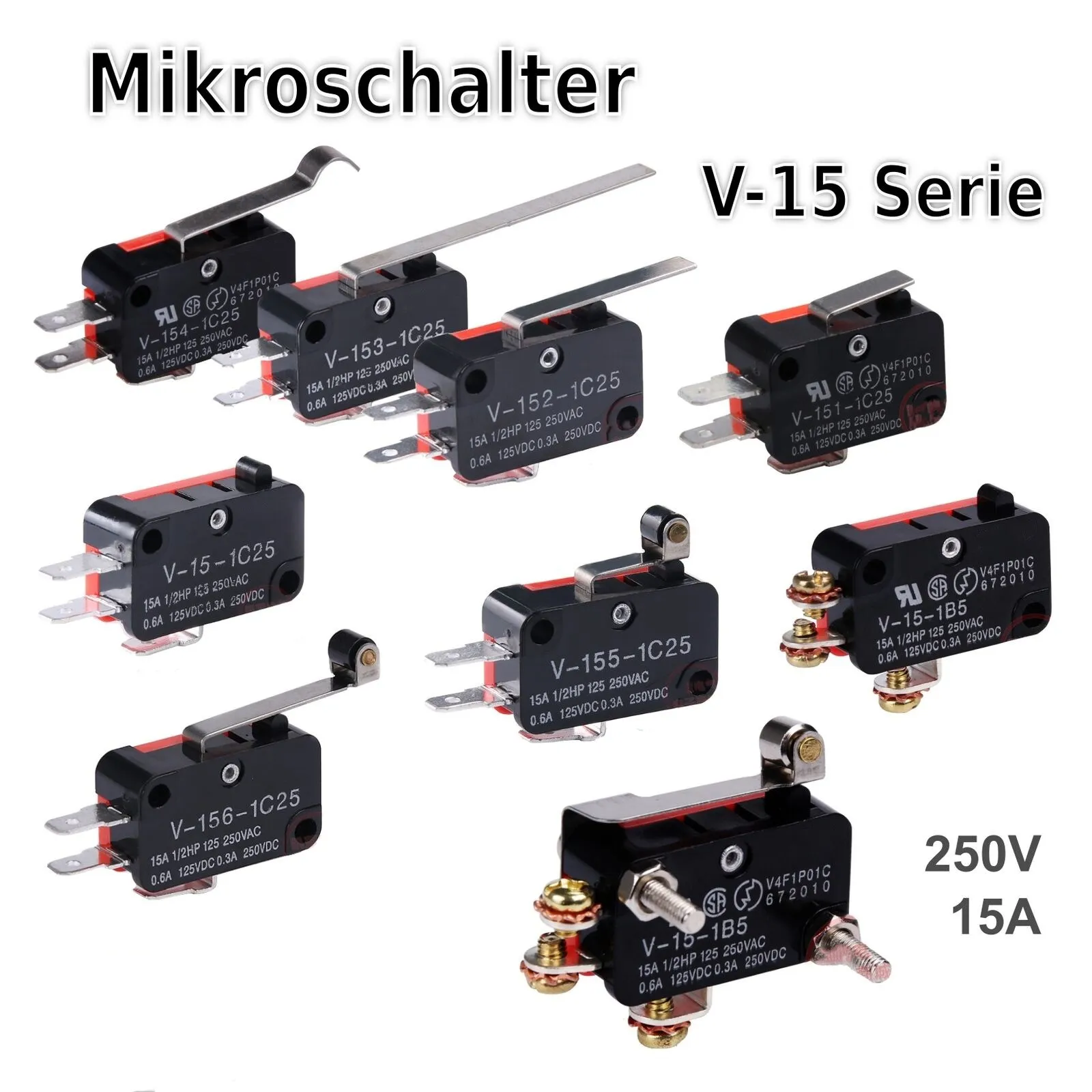 

V-151-1C25/V-152-1C25/V-153-1C25/V-154-1C25/V-155-1C25/V-156-1C25/V-15-1C25/V-15-1B5 Momentary Micro Limit Switch