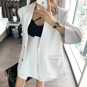 

uit women's spring and summer thin linen white casual Korean loose chic small blazers and sexy shorts for women U605