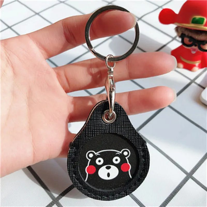 125Khz T5577 RFID EM  Writable Access Control Leather Tags Token Keyfob Keychain 2pcs/lot ID EM4305 garage remote control Access Control Systems