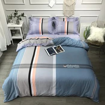 

2020 New Checker Design Cotton Sanding Fabric Bedding Set Quilt Cover Queen Size King Size Duvet Cover Set