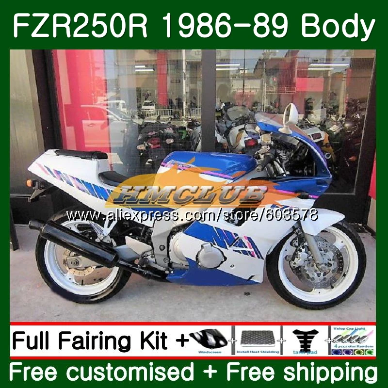 Корпус для YAMAHA FZR250R FZRR FZR 250 250R 1986 1987 1988 1989 124CL. 31 белого и синего цвета FZR250RR FZR-250 FZR250 86 87 88 89 обтекатель - Цвет: No. 1