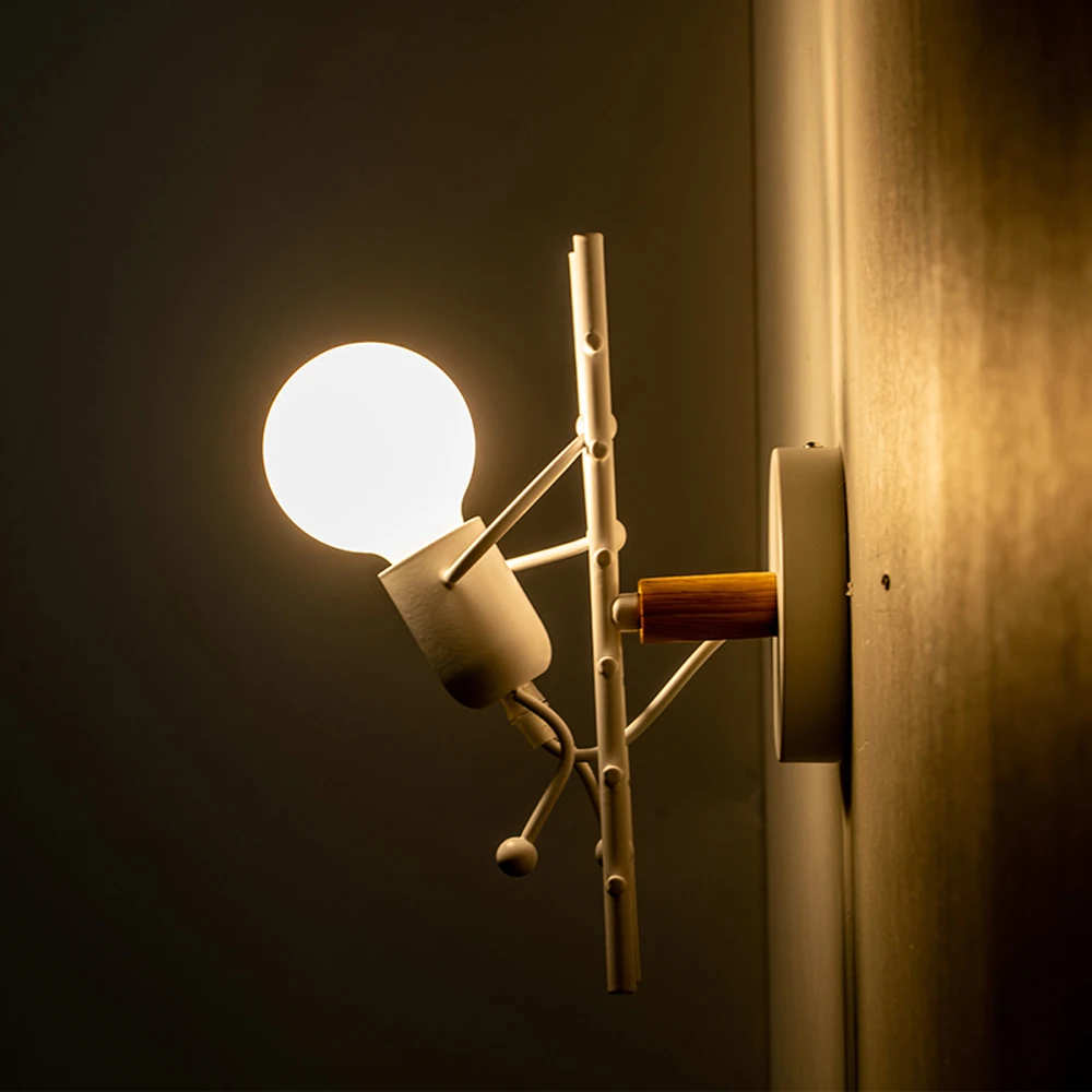 Billig Nordic wand licht schlafzimmer kreative persönlichkeit lampe wenig mann klettern treppen wand lampe gang flur kinderzimmer nacht lampe