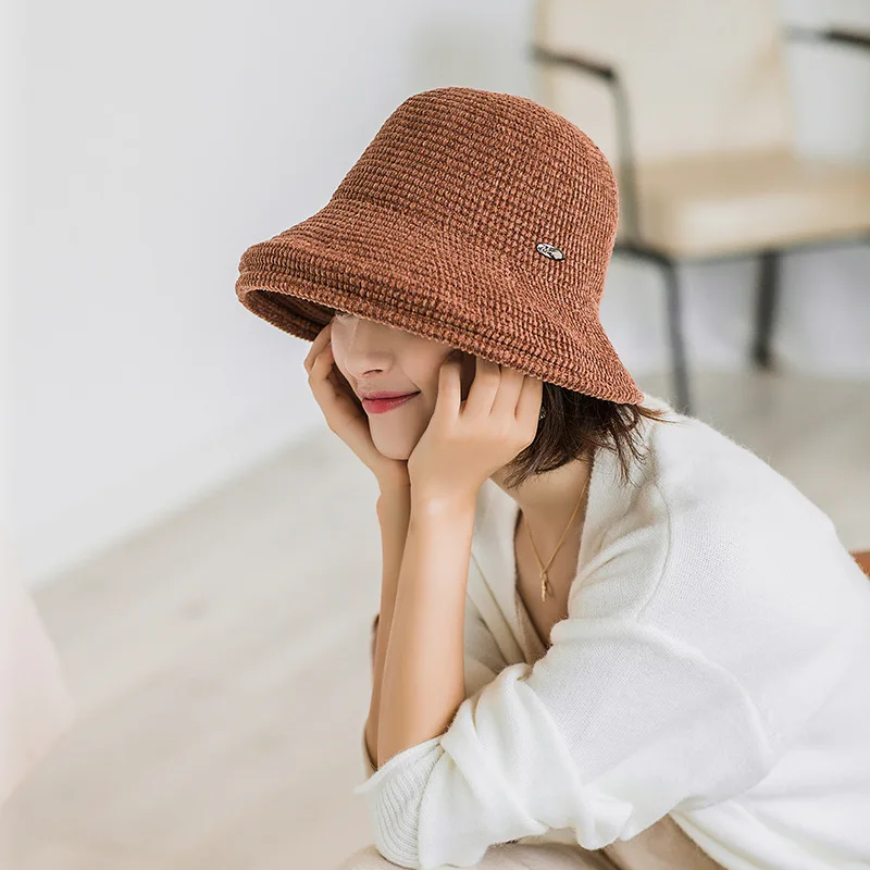 women autumn winter harajuku knit bucket hats for men hat Japanese Style outdoor fishing hat cap