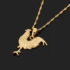 Gold Color Animal There-dimensional Rooster Chicken Pendant Women Necklaces 4