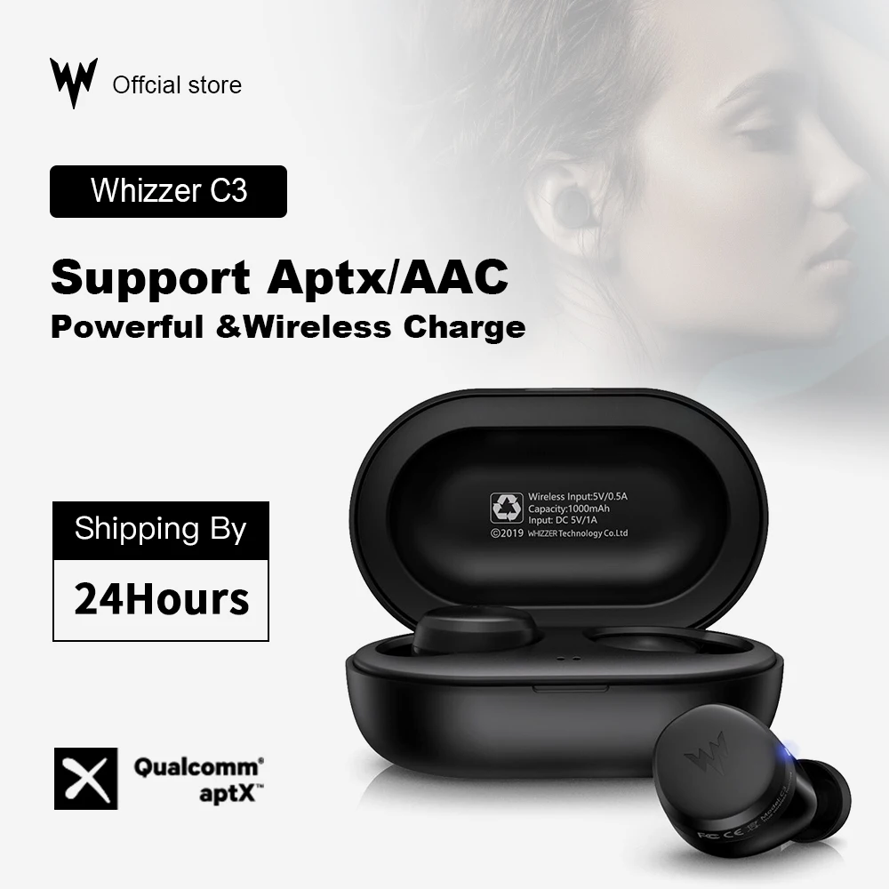 Беспроводные наушники Whizzer APTX C3 Bluetooth-наушники TWS с чип Qualcomm регулятор громкости 36