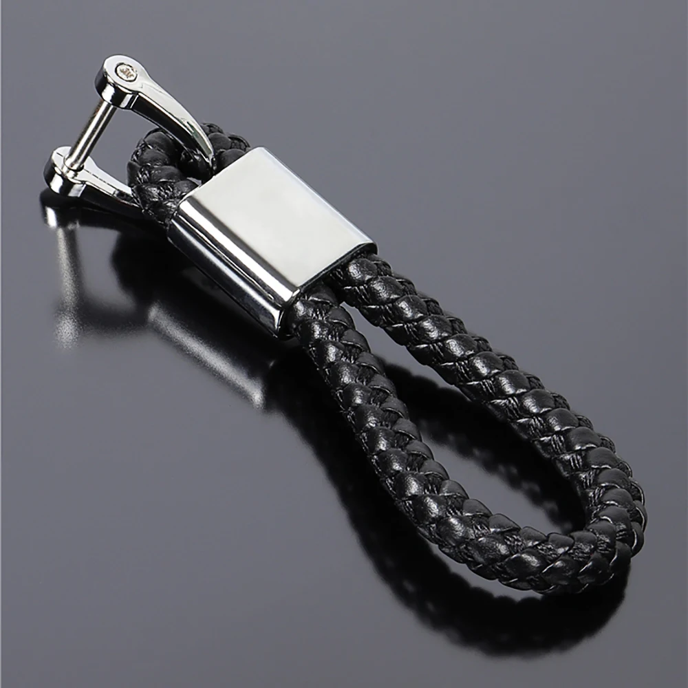  1x Metal Genuine Leather Car Emblem Logo Keychain Keyring For BMW E90 E60 F30 F10 E87 X5 E70 E92 E9