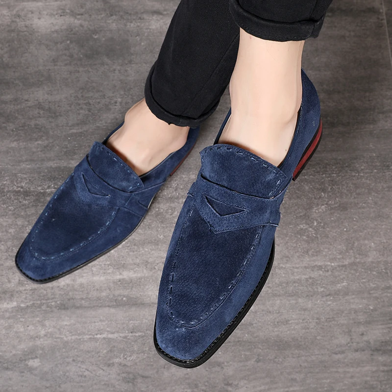 Kopen 2020 Herfst Mannen Formele Bruiloft Schoenen Man Mode Comfortabele Suede Loafers Luxe Designer Business Schoenen Grote Maat 38 48