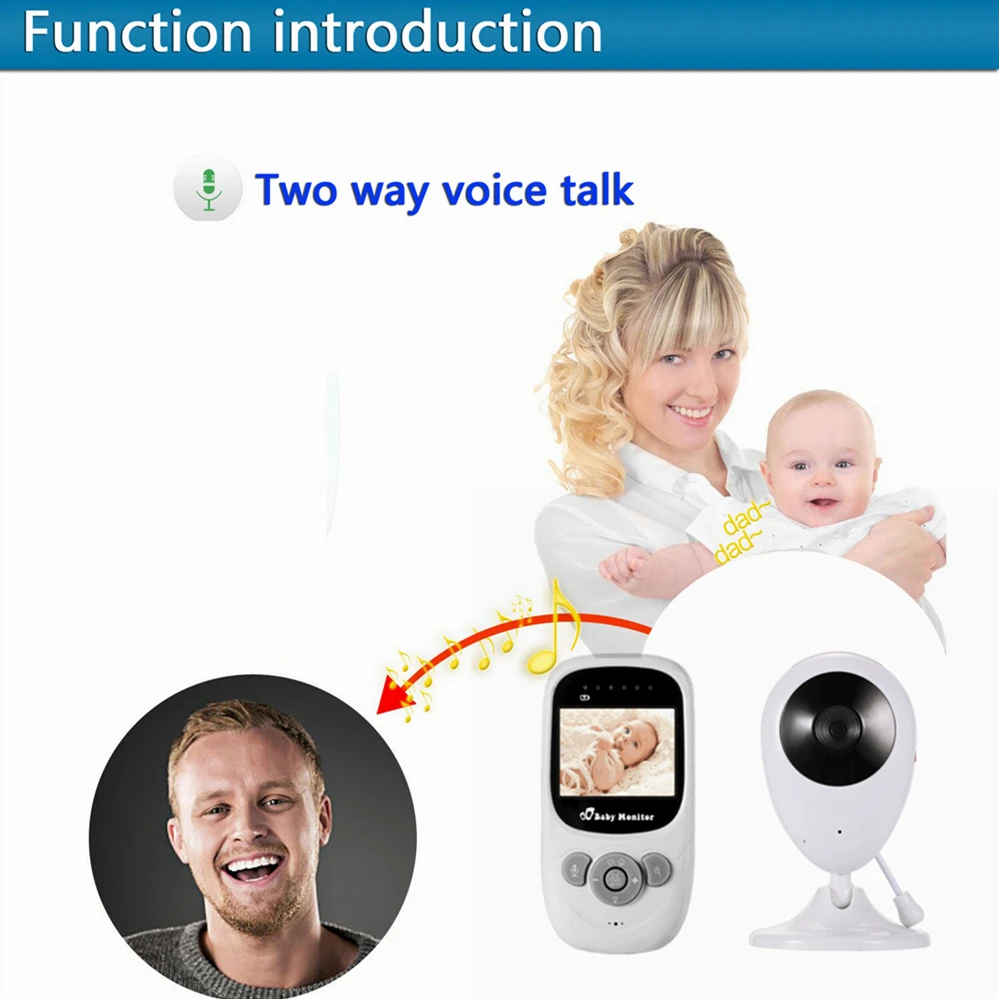 Wireless Baby Audio Monitor 2.4 INCH TFT LCD Display Two Way Talk Night Vision Security Camera Monitoring for Baby Security 4