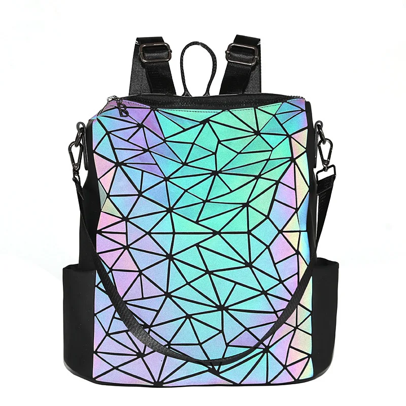 

Backpack School Student Luminous Diamond Lattice Geometric Reflective Backpacks For Unisex
