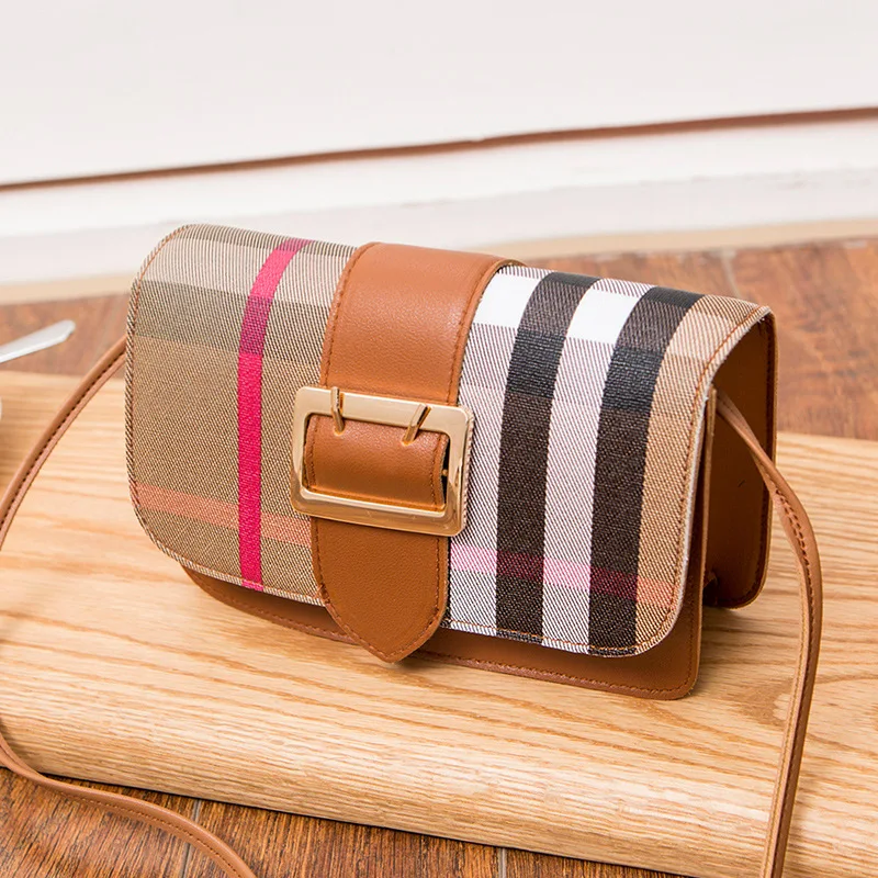 

Korean-style Printed Plaid Square Sling Bag 2020 Spring And Summer New Products Women's Cool Pin Buckle Shoulder Purse