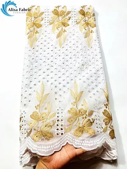 

Alisa Gold Embroidery Design 100% Cotton Lace Fabric Latest Nigerian Dry Lace Swiss Lace Fabric For Sewing Clothes XS03058835-90