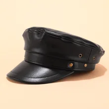 Новинка Осень-зима женские береты из искусственной кожи плюща шляпа повседневная женская обувь для девочек заклепки пояс армейские кепки
