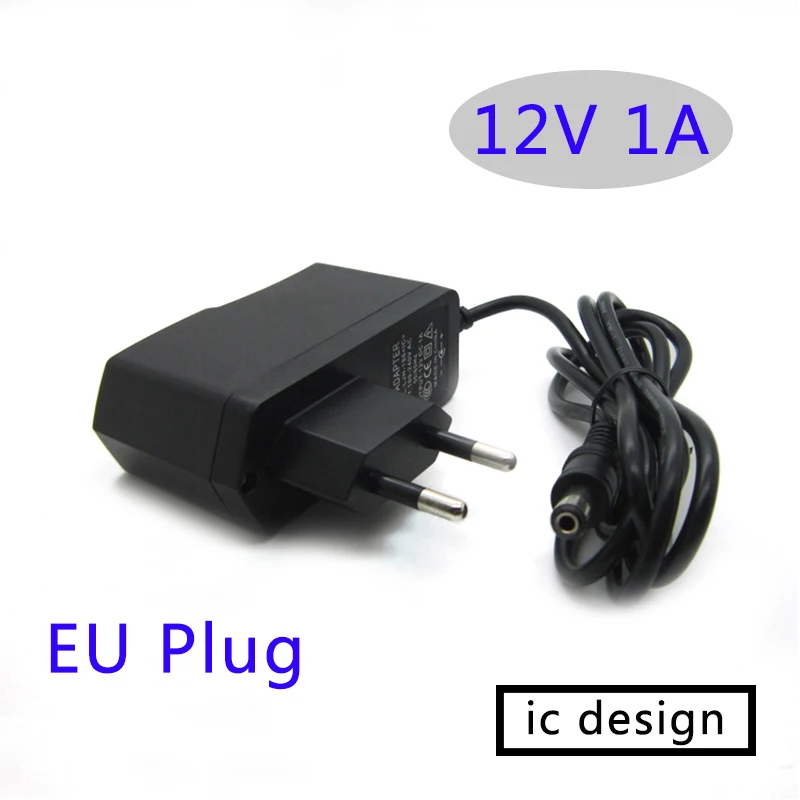 AC DC адаптер 12В 1А IC дизайн 1000мА 12 Вт конвертер зарядное устройство пластиковый