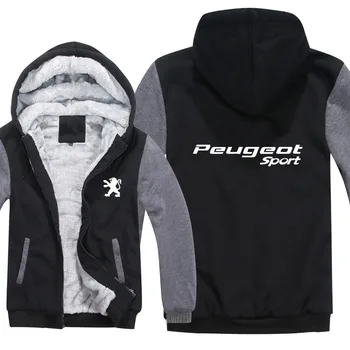 

Peugeot Hoodies Jacket Men Casual Winter Thincken Liner Fleece Peugeot Sweatshirts Hoody Pullover