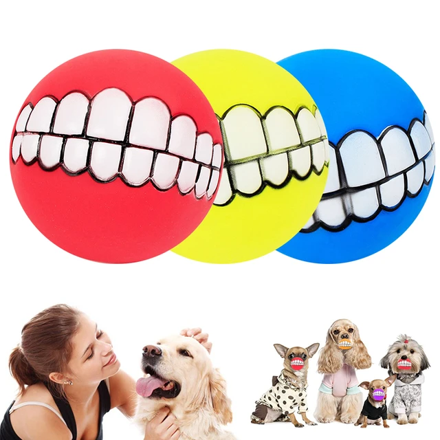 smiley teeth dog ball