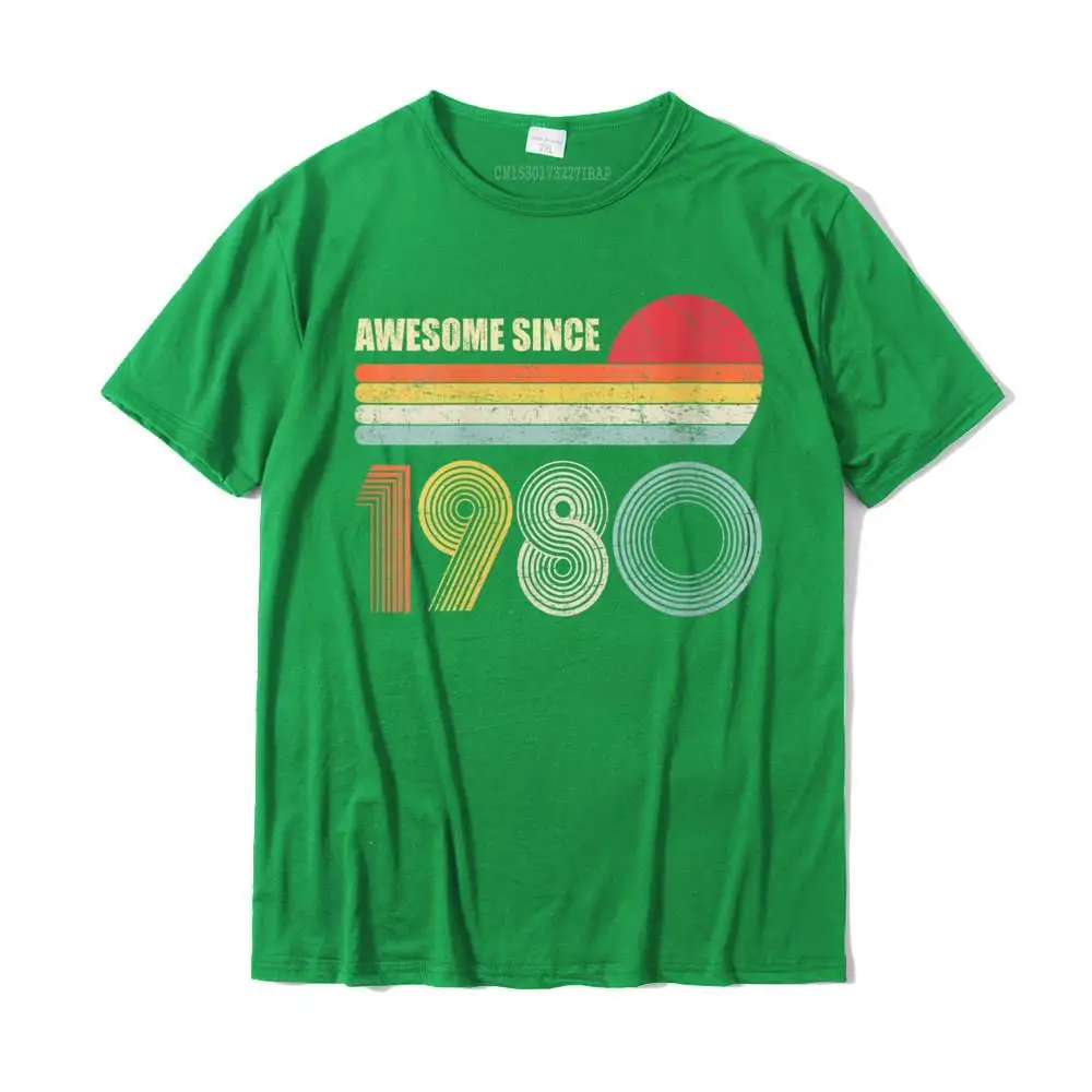 Casual NEW YEAR DAY Cotton Round Collar Tops Shirt Short Sleeve Normal Tops & Tees 2021 New Fashion Birthday T Shirts Womens Awesome Since 1980 40th Birthday Gifts 40 Years Old V-Neck T-Shirt__MZ23696 green