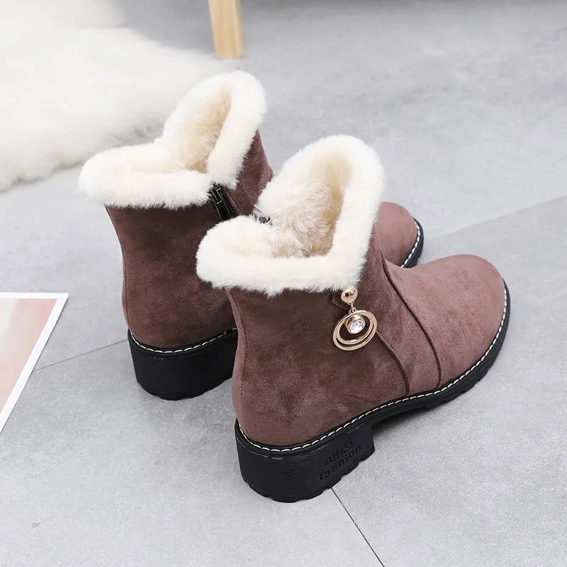 

Snow Boots Female Winter Warm Flush Ankle Botas Mujer Round Toe Winter for Woman Snow Shoes Lightweight Short Ankle Winter Boots
