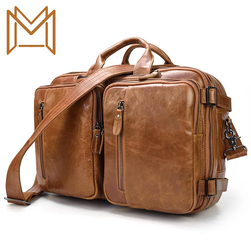 

Three Use Genuine Leather Man Briefcase Layer Skin Business Affairs Portable Layer Cowhide Men's Single