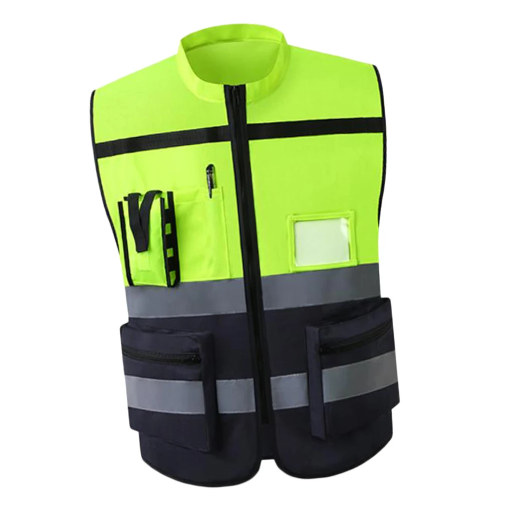 Reflective Vest Safety Sleeveless Waistcoat With Zipper Yellow F