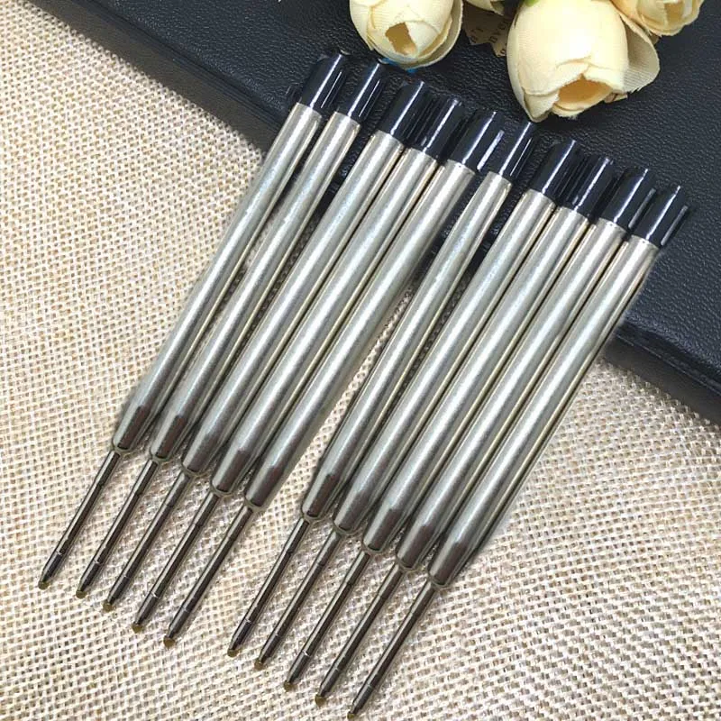98mm B2 Tactical Pen Refill 424 Metal Refills Metal Ballpoint Pen Refill Universal Black Blue Refills For Tactical Pens - Цвет: 10 pcs black
