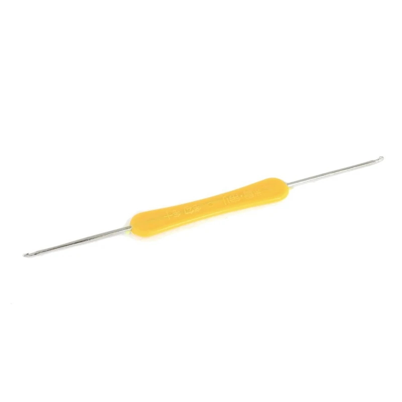 

Yellow Plastic Grip Double Metal Needle Ends Crochet Hook 2 Pcs