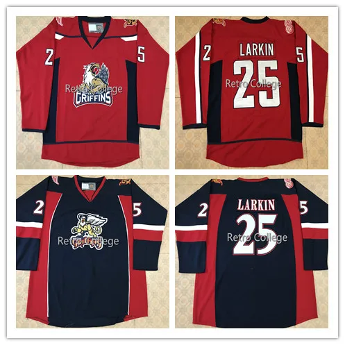 

#25 DYLAN LARKIN GRAND RAPIDS GRIFFINS Retro throwback MEN'S Hockey Jersey Embroidery Stitched Customize any number and name
