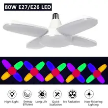 80 Вт складной Вентилятор лезвие светодиодный подвесной светильник без мерцания E26 E27 Светодиодный светильник 85-265 в 360 градусов Регулируемая потолочная лампа